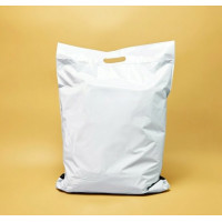 Biała torba kurierska z uchwytem 40x54cm 40 cm klapa z Twoim logo