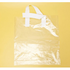 Torba pętelkowa 60mkm 30x35cm przezroczysta z białym uchwytem i Twoim logo