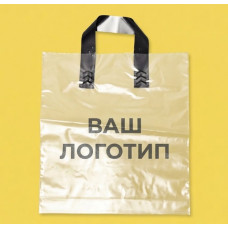 Torba pętelkowa 60mkm 30x35cm przezroczysta z czarnym uchwytem i Twoim logo