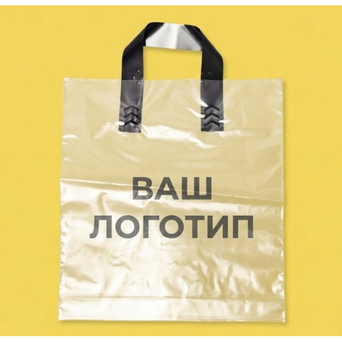 Torba pętelkowa 60mkm 30x35cm przezroczysta z czarnym uchwytem i Twoim logo