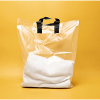 Torba pętelkowa 60mkm 40x45cm przezroczysta z czarnym uchwytem i Twoim logo