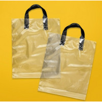 Torba pętelkowa 60mkm 40x45cm przezroczysta z czarnym uchwytem i Twoim logo
