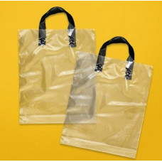 Torba pętelkowa 60mkm 40x45cm przezroczysta z czarnym uchwytem i Twoim logo