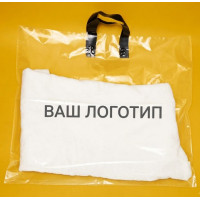 Opakowanie pętelkowe 75 mkm 57 x 50 cm przezroczyste z czarnym uchwytem i Twoim logo
