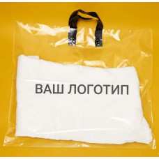 Opakowanie pętelkowe 75 mkm 57 x 50 cm przezroczyste z czarnym uchwytem i Twoim logo