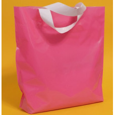 Opakowanie pętelkowe 60mkm 30x30cm różowe z białym uchwytem i Twoim logo