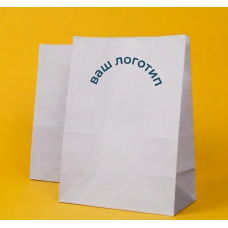 Крафт Пакет З Вашим Логотипом Білого Кольору 25х35cм Без ручок 