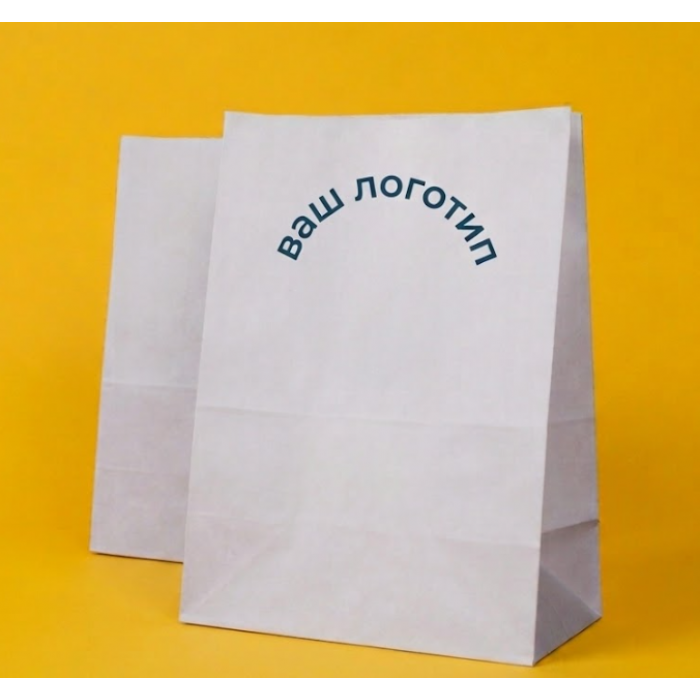 Крафт Пакет З Вашим Логотипом Білого Кольору 25х35cм Без ручок 