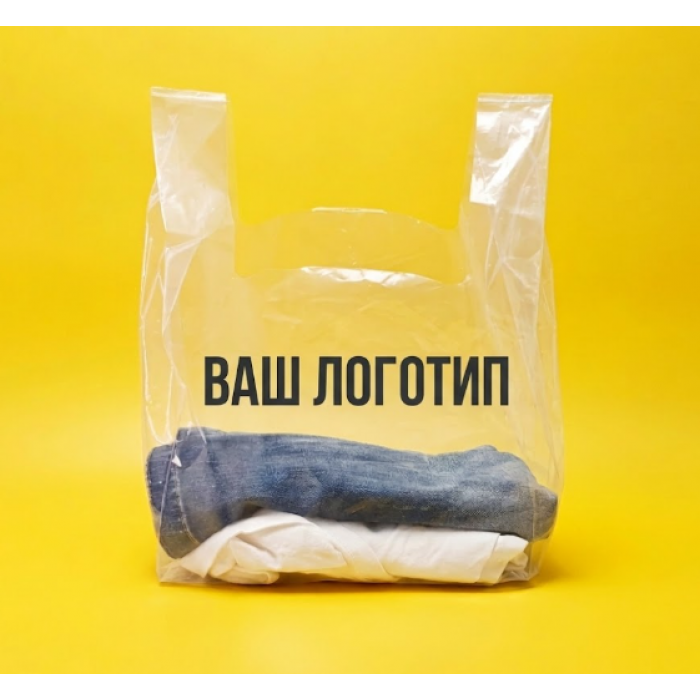 Пакет майка 30х50cм Прозорий 50 мікрон З Логотипом