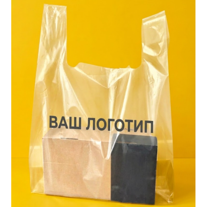 Пакет майка 40х60cм Прозорий 50 мікрон З Логотипом