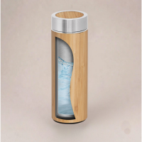 Termos bambusowy "Naturel" 430 ml z logo (z sitkiem do herbaty)