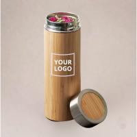 Termos bambusowy "Naturel" 430 ml z logo (z sitkiem do herbaty)