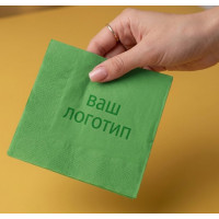 Серветки паперові зелені з друком логотипу 33х33 см (2-шарові) 1/4 склад