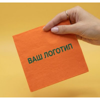 Серветки паперові помаранчеві з друком логотипу 33х33 см (2-шарові) 1/4 склад