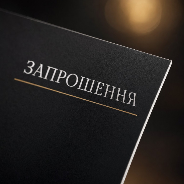 Чорні запрошення Plike з друком білилами