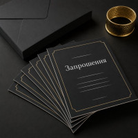 Чорні запрошення Plike soft-touch з друком білилами, 330 г/м², від 25 шт