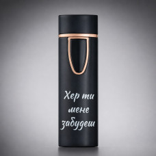 Запальничка USB електрична чорна з металевим кантом і гравіюванням