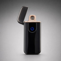 Запальничка USB електрична чорна глянцева широка 30 мм