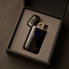 Запальничка USB електрична чорна глянцева широка 30 мм