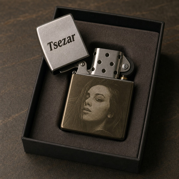 Запальничка Zippo бензинова сталева з лазерним гравіюванням