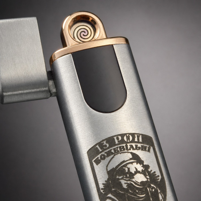Запальничка USB електрична сріблясти з лазерним гравіюванням