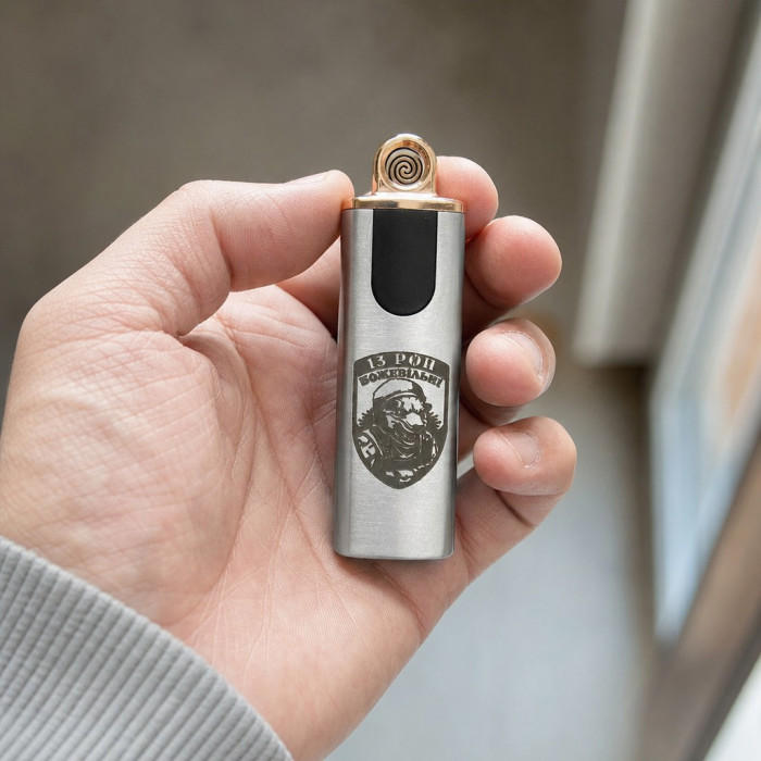 Запальничка USB електрична сріблясти з лазерним гравіюванням