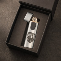 Запальничка USB електрична сріблясти з лазерним гравіюванням