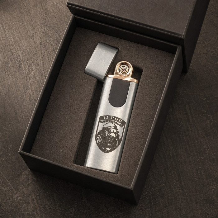Запальничка USB електрична сріблясти з лазерним гравіюванням