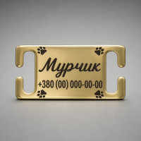 Бірка на ошийник для собак золотиста 45х26 мм без кільця