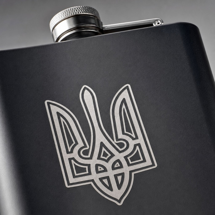 Фляга для алкоголю 255 мл нержавіюча сталь чорна з гравіюванням