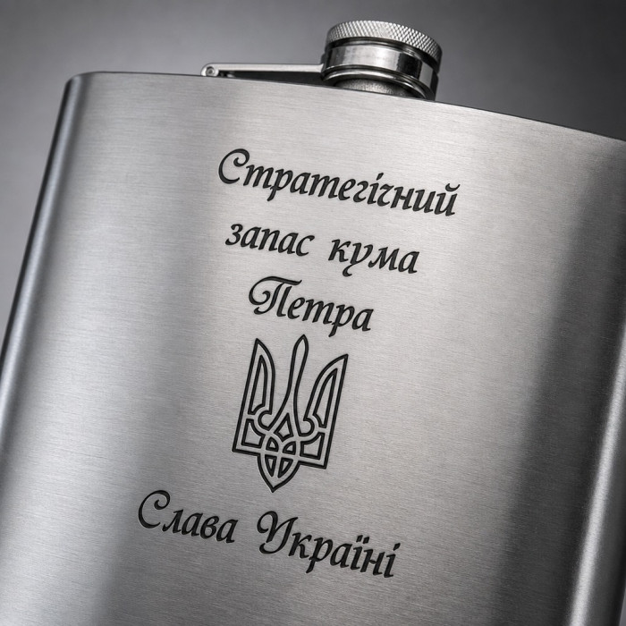 Фляга 946 мл з чохлом нержавіюча сталь з лазерним гравіюванням