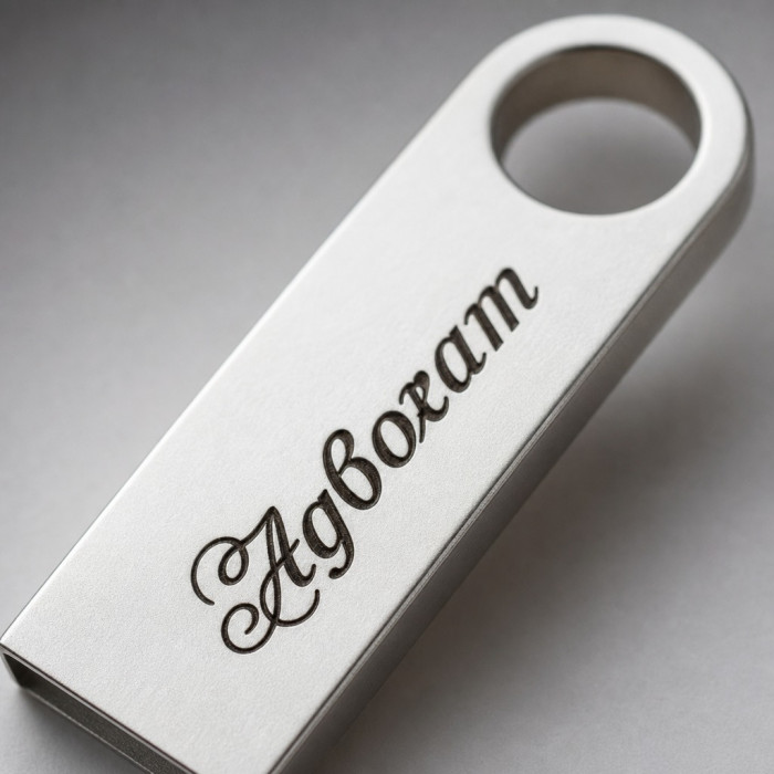 Флешка металева 4 GB срібляста з лазерним гравіюванням